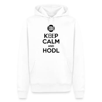 Keep Calm and HODL, Meme, Bitcoin - Männer Premium Bio Hoodie - Weiß - Vorne - Nico (187cm)