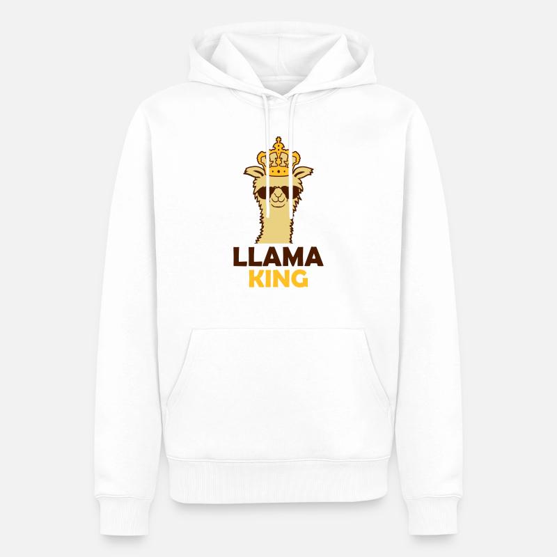 Llama King Chef cool - Männer Premium Bio Hoodie - Weiß