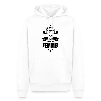 c'est qui le patron? c'est ma femme - Sweat à capuche Premium bio Homme - blanc - Devant - Nico (187cm)