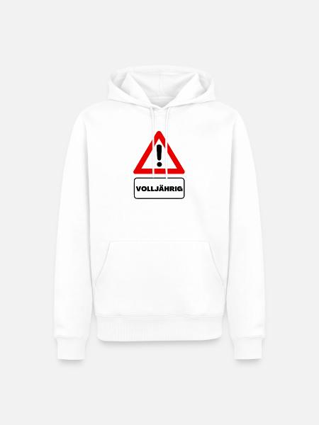 Achtung Volljährig - Männer Premium Bio Hoodie - Weiß