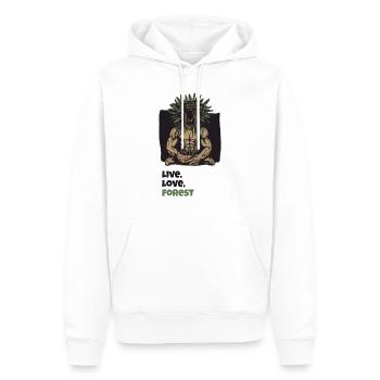 Peuples de la forêt. Vivre, Aimer, Forêt - Sweat à capuche Premium bio Homme - blanc - Devant - Nico (187cm)