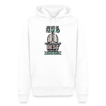 This isn't my Lung but I'm doing my best - Männer Premium Bio Hoodie - Weiß - Vorne - Nico (187cm)