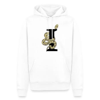 Lettre i serpent - Sweat à capuche Premium bio Homme - blanc - Devant - Nico (187cm)