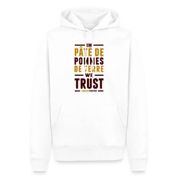 In pâté de pommes de terre we trust - Sweat à capuche Premium bio Homme - blanc - Devant - Nico (187cm)
