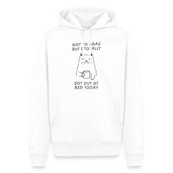 Ich bin heute total aus dem Bett aufgestanden - Katzenkaffee - Männer Premium Bio Hoodie - Weiß - Vorne - Nico (187cm)