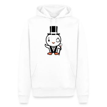 Sir Vogel Zylinder Hut Monokel Brille reicher Herr - Männer Premium Bio Hoodie - Weiß - Vorne - Nico (187cm)