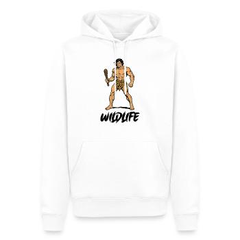 hoehlenmensch wildlife - Männer Premium Bio Hoodie - Weiß - Vorne - Nico (187cm)
