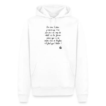 Camping : réplique culte ! Humour - Drôle - Sweat à capuche Premium bio Homme - blanc - Devant - Nico (187cm)
