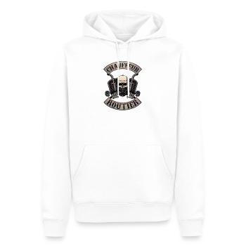 Chauffeur routier - Sweat à capuche Premium bio Homme - blanc - Devant - Nico (187cm)