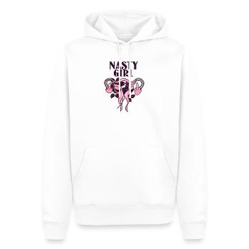 Nasty Girl féminisme baise l'utérus - Sweat à capuche Premium bio Homme - blanc - Devant - Nico (187cm)