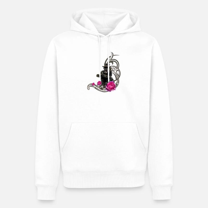 Lustiger Steampunk-Affe liest ein Buch - Männer Premium Bio Hoodie - Weiß