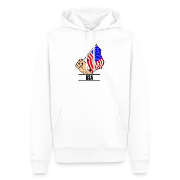 Flagge USA Fausttext USA - Männer Premium Bio Hoodie - Weiß - Vorne - Nico (187cm)