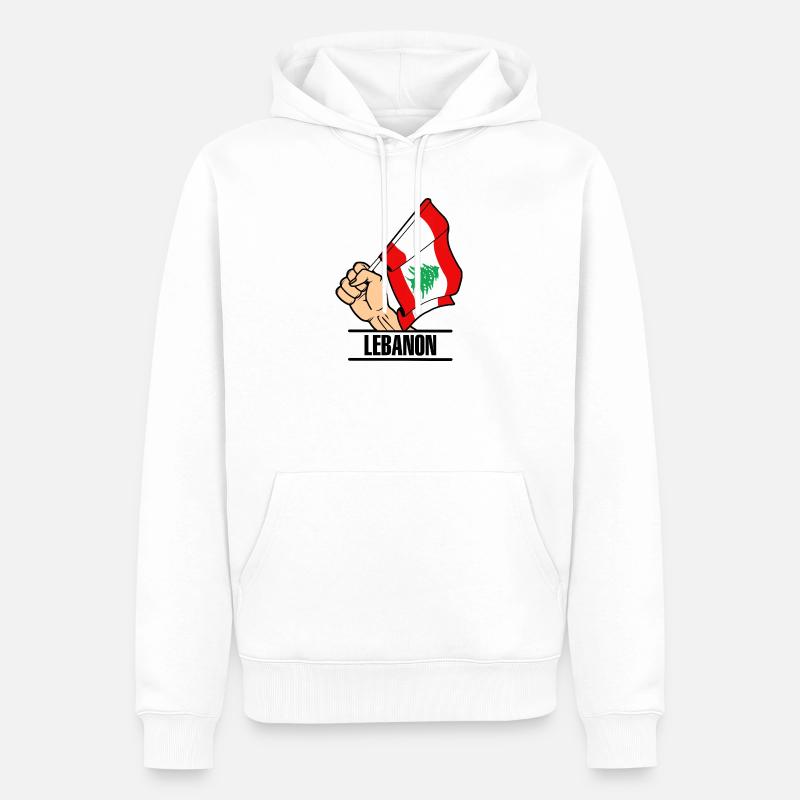 Drapeau Liban poing texte LIBAN - Sweat à capuche Premium bio Homme - blanc