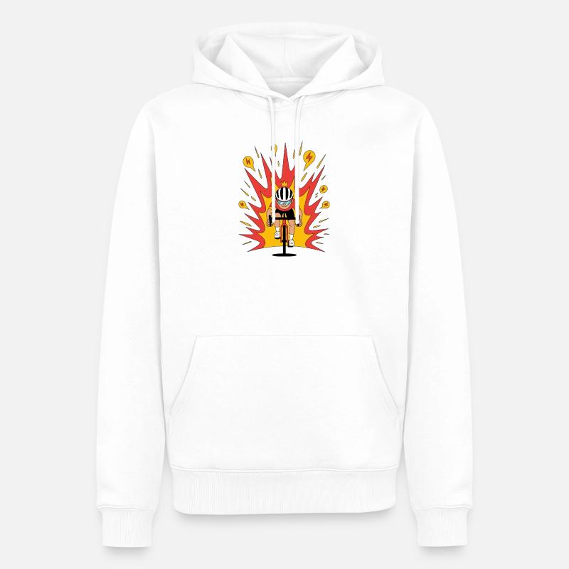 Angriffsmodus Radfahrer Krone Karikatur - Männer Premium Bio Hoodie - Weiß