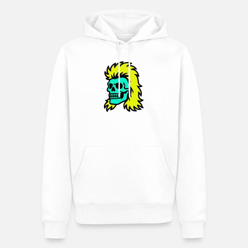 Vokuhila Skull - Männer Premium Bio Hoodie - Weiß