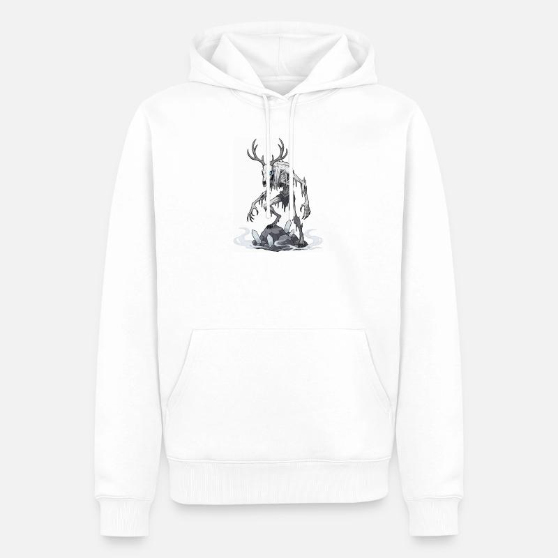 Wendigo Eisgeist Hirsch Skelett - Männer Premium Bio Hoodie - Weiß
