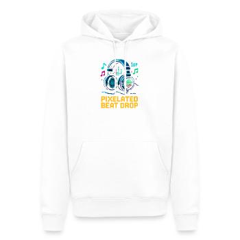 PIXELATED BEAT DROP Retro Pixel Kopfhörer 1UP - Männer Premium Bio Hoodie - Weiß - Vorne - Nico (187cm)