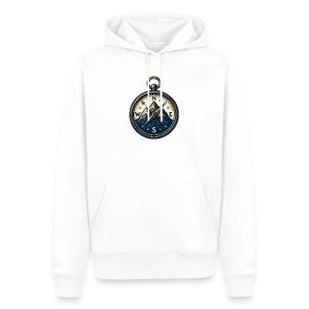 Kompass auf Berg-Hintergrund – Skifahren – Wandern - Männer Premium Bio Hoodie - Weiß - Vorne - Nico (187cm)