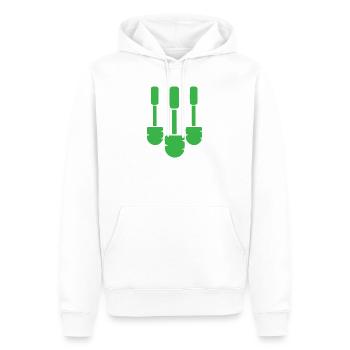 La meilleure brosse de toilettes multipliée par trois ! - Sweat à capuche Premium bio Homme - blanc - Devant - Nico (187cm)