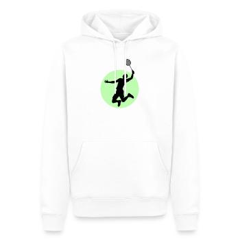 Badminton Spieler Silhouette – Smash Power - Männer Premium Bio Hoodie - Weiß - Vorne - Nico (187cm)