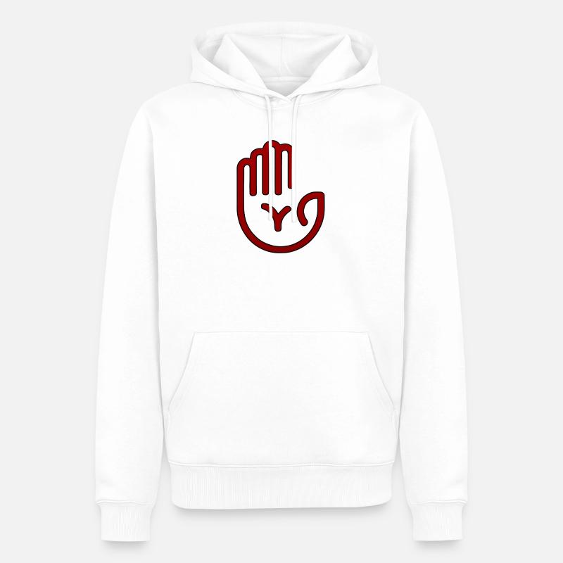 Empreinte de main Red Minimal - Sweat à capuche Premium bio Homme - blanc