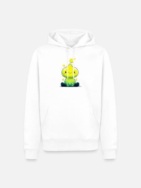 Kleiner Neon-Slime mit Lächeln - Männer Premium Bio Hoodie - Weiß