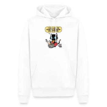 Meister Pfote am Werk. Der Kat-alysator Spezialist - Männer Premium Bio Hoodie - Weiß - Vorne - Nico (187cm)