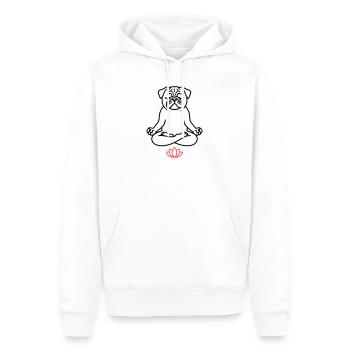 Pug Yoga Meditation Outline - Men’s Premium Organic Hoodie - white - Front - Nico (187cm)