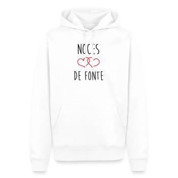 noces de Fonte 73 ans de mariage - Sweat à capuche Premium bio Homme - blanc - Devant - Nico (187cm)