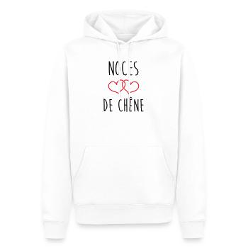 noces de Chêne 80 ans de mariage - Sweat à capuche Premium bio Homme - blanc - Devant - Nico (187cm)