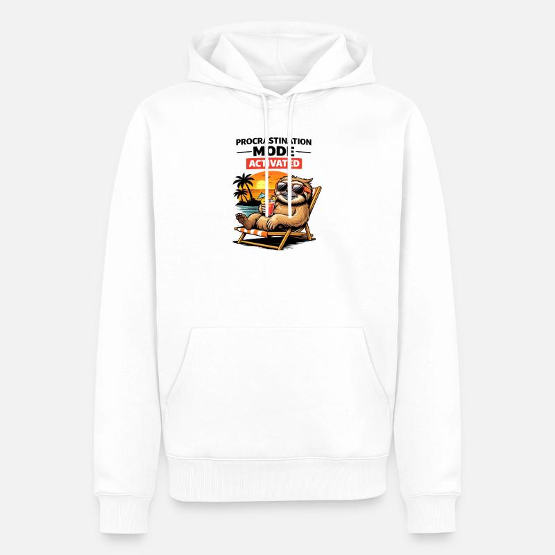 Activé le Sloth Beach Chill - Sweat à capuche Premium bio Homme - blanc