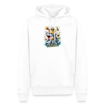 Hai-Party: Halt den Mund, Liver Tee - Männer Premium Bio Hoodie - Weiß - Vorne - Nico (187cm)