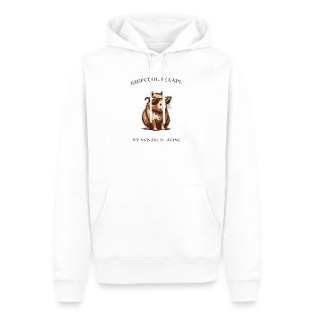 Capybara - Keep Cool, Be Capy - Design minimaliste - Sweat à capuche Premium bio Homme - blanc - Devant - Nico (187cm)