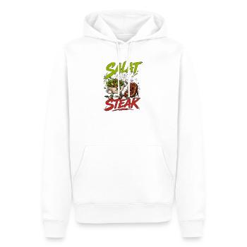 Salat statt Steak - lustig Vegan Vegetarisch Logo - Männer Premium Bio Hoodie - Weiß - Vorne - Nico (187cm)