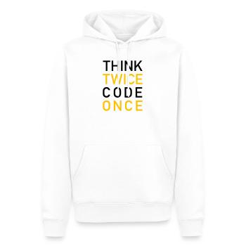 Think Twice Code Once Programmer - Men’s Premium Organic Hoodie - white - Front - Nico (187cm)