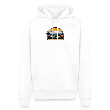 Sunrise Zeppelin over Bergen - Men’s Premium Organic Hoodie - white - Front - Nico (187cm)