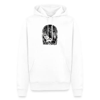 Raven over skull in the moonlight - Men’s Premium Organic Hoodie - white - Front - Nico (187cm)