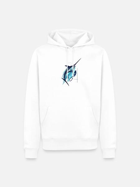 Electric Blue Marlin Illustration - Männer Premium Bio Hoodie - Weiß