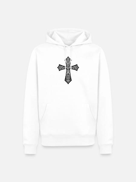 Kreuz - Männer Premium Bio Hoodie - Weiß