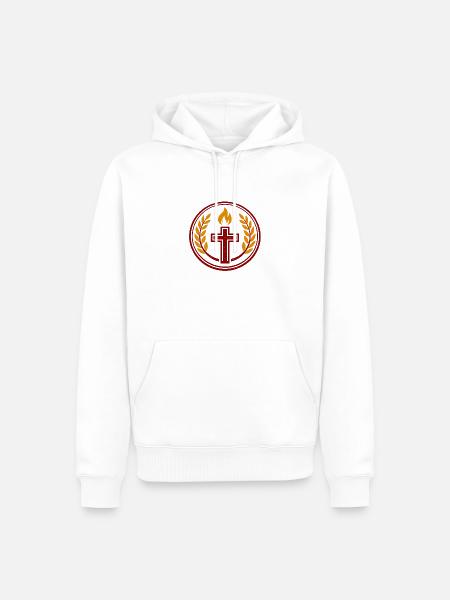 Flammenkreuz im Lorbeerkranz - Männer Premium Bio Hoodie - Weiß