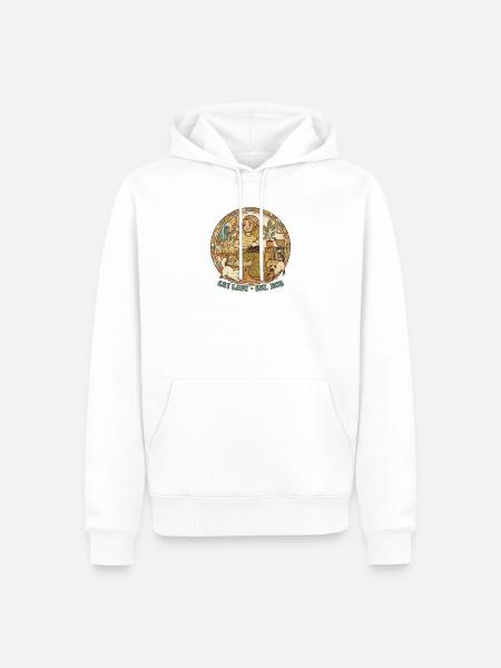 Cat Lady 1978 Retro Kreisdesign - Männer Premium Bio Hoodie - Weiß