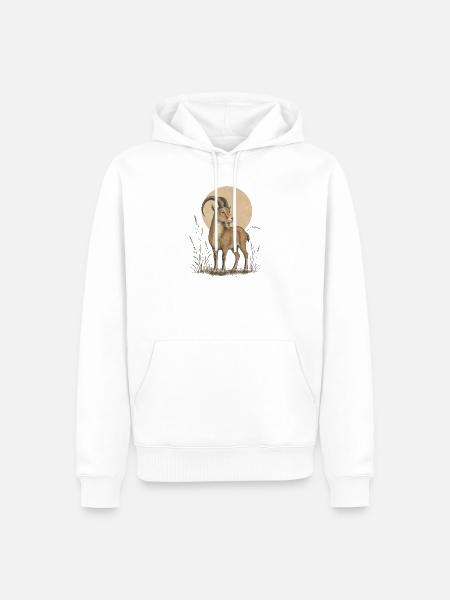 Steinbock - Männer Premium Bio Hoodie - Weiß