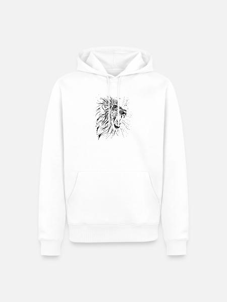 Löwe - Männer Premium Bio Hoodie - Weiß