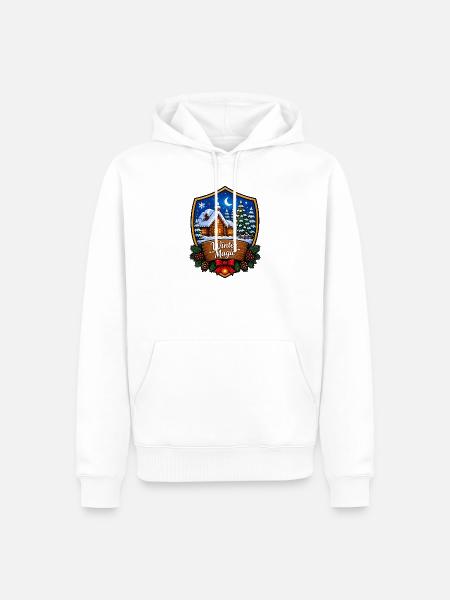 Winterzauberwald Chalet Schild - Männer Premium Bio Hoodie - Weiß