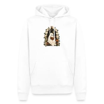Geisterhafte Bibliotheksnacht - Männer Premium Bio Hoodie - Weiß - Vorne - Nico (187cm)