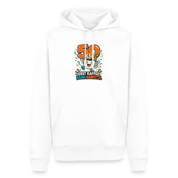 50 Geburtstag – Erst Kaffee dann Konfetti - Männer Premium Bio Hoodie - Weiß - Vorne - Nico (187cm)