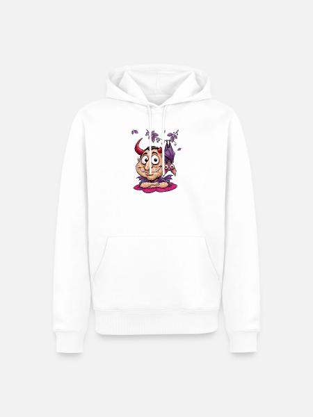 Lustiger Teufel mit Fledermaus - Männer Premium Bio Hoodie - Weiß