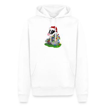 Weihnachtsdachs mit Lichterketten - Männer Premium Bio Hoodie - Weiß - Vorne - Nico (187cm)