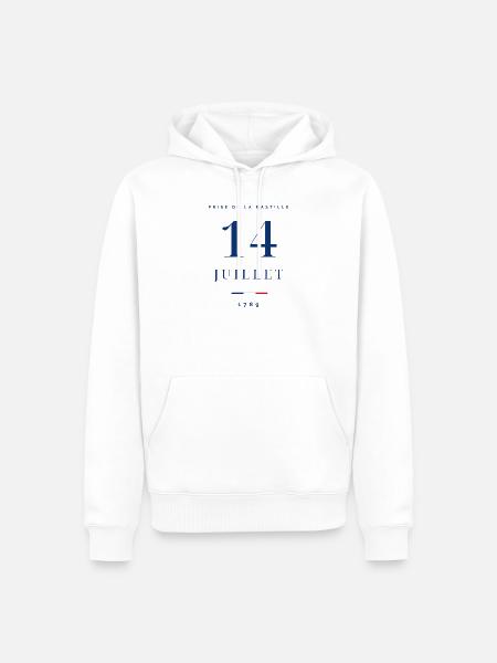 14 Juillet France Logo - Männer Premium Bio Hoodie - Weiß