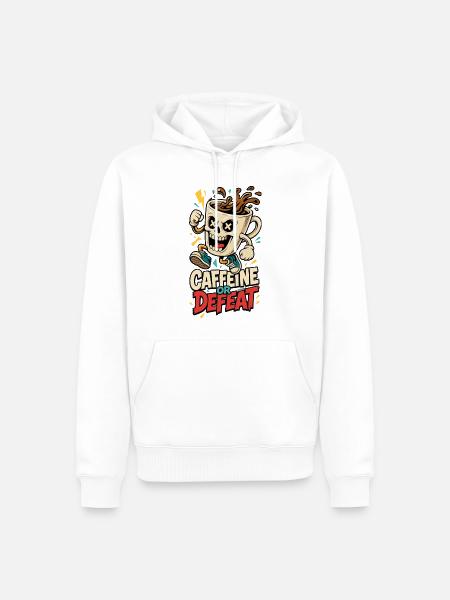Kaffee-Totenkopf – Caffeine or Defeat - Männer Premium Bio Hoodie - Weiß